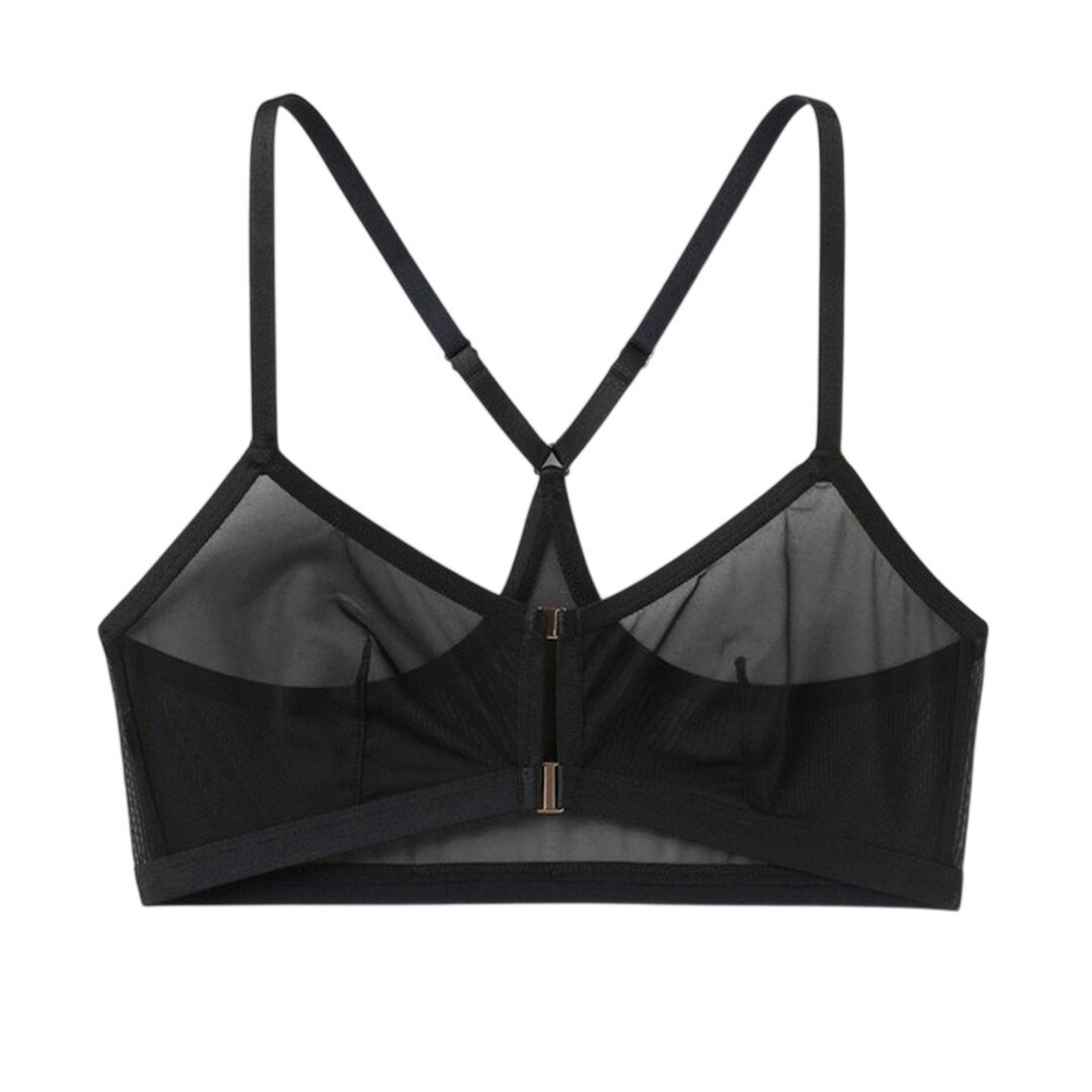 Auden Women's Black Unlined Sheer Mesh Racerback Lightweight Bralette Size M